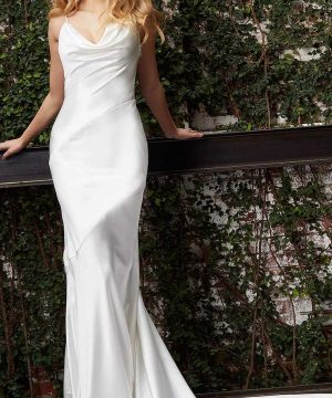 Jovani Bridal - JB03910 Cowl V Neck Bridal Dress