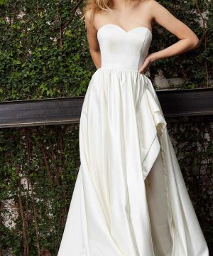 Jovani Bridal - JB07023 Strapless Sweetheart High Slit Bridal Gown