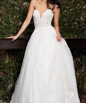 Jovani Bridal - JB07265 Embroidered Applique A-Line Bridal Gown