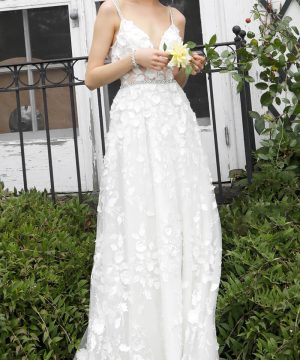 Jovani Bridal - JB63363 Floral Applique Jeweled A-Line Bridal Gown