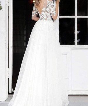 Jovani Bridal - JB67210 Illusion Embroidered Long Bridal Gown