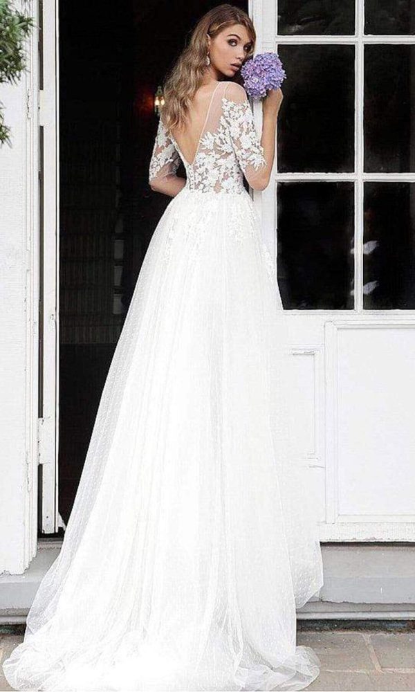 Jovani Bridal - JB67210 Illusion Embroidered Long Bridal Gown