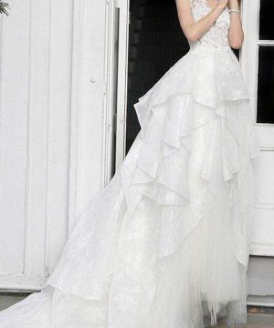 Jovani Bridal - JB68165 Scoop Neck Layered Bridal Gown