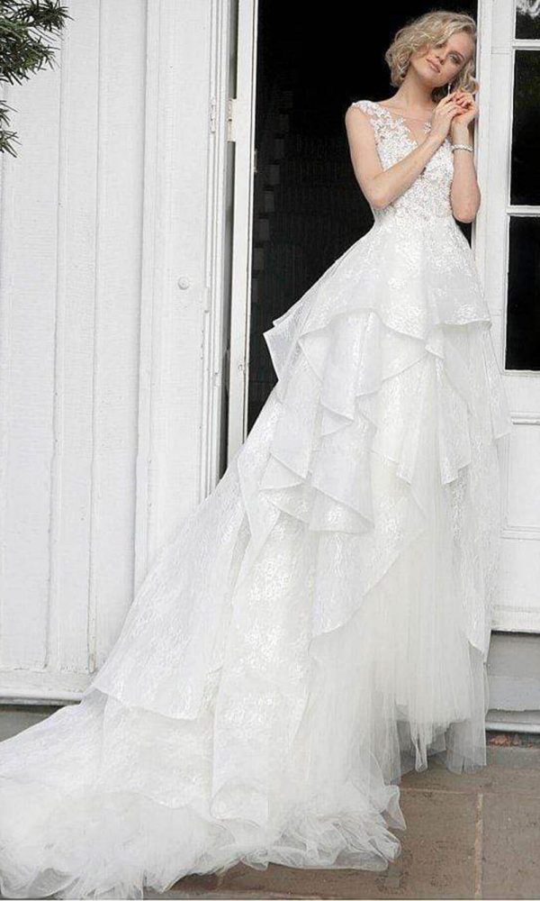 Jovani Bridal - JB68165 Scoop Neck Layered Bridal Gown