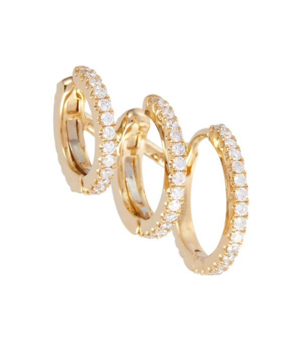 Linked Pave Eternity 18kt gold stacked ear cuff with diamonds