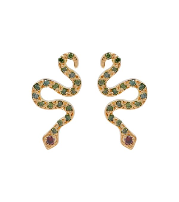 Little Snake 18kt gold earrings with diamonds