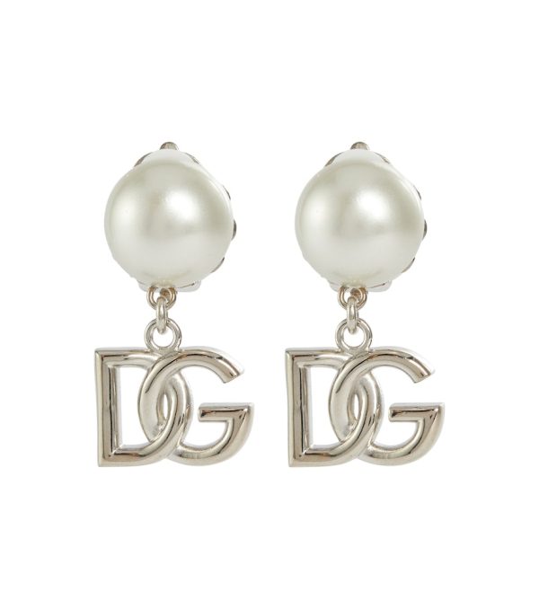 Logo faux pearl earrings