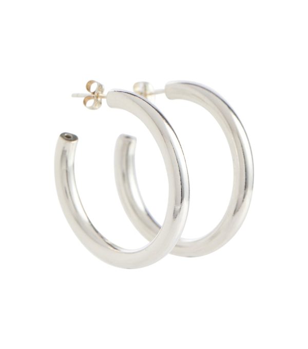 Medium sterling silver-pleated demi-hoop earrings
