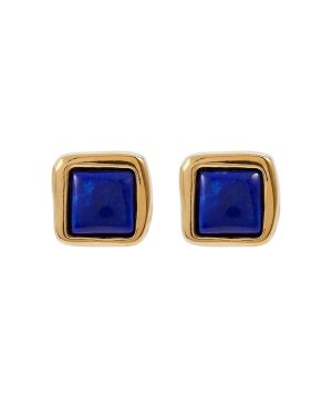 Mer 18kt gold stud earrings with lapis