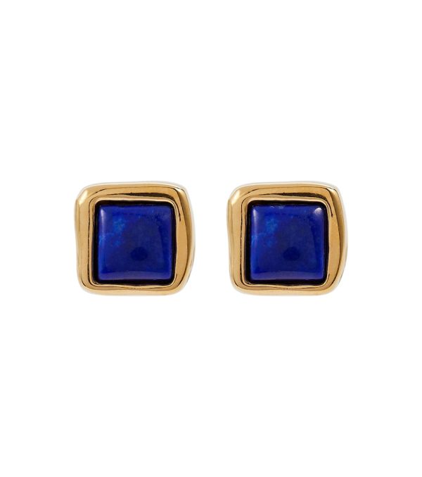Mer 18kt gold stud earrings with lapis