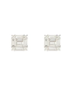 Mini 18kt white gold stud earrings with diamonds