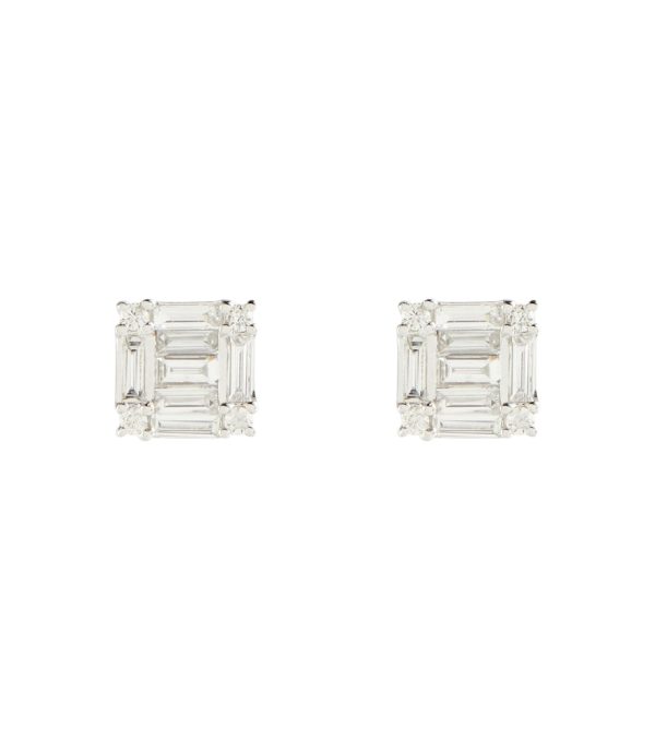 Mini 18kt white gold stud earrings with diamonds
