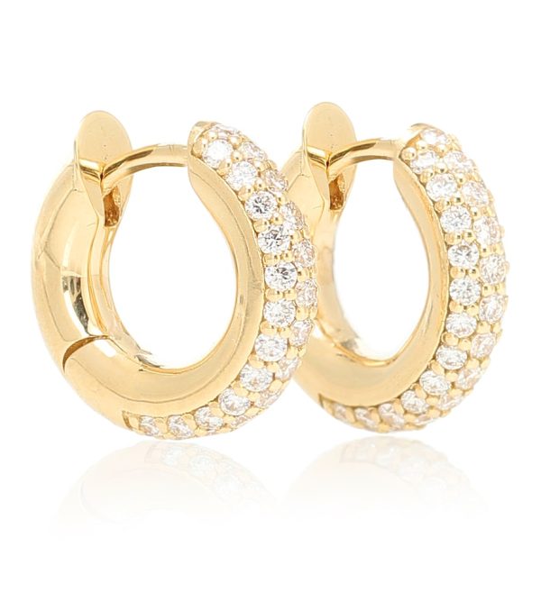 Mini Macro Hoop 18kt gold and diamond earrings