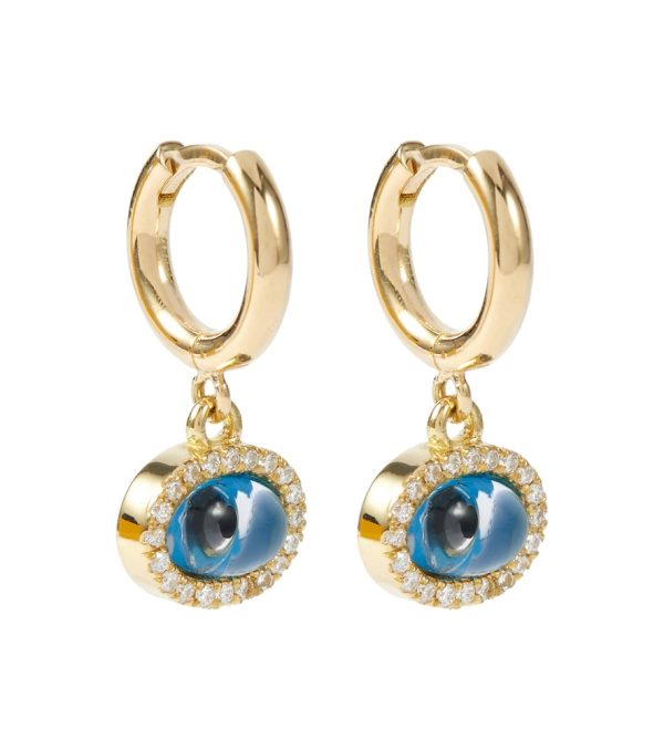 Mini Oval Eye 18kt gold hoop earrings with diamonds