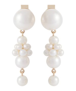 Petite Tulip 14kt yellow gold earrings with pearls