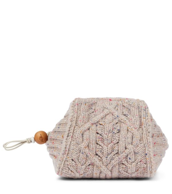 Pontaccio cable-knit cashmere pouch
