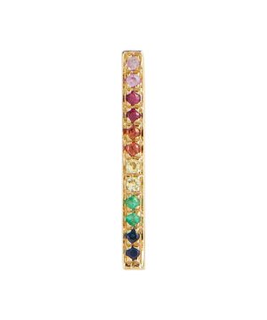 Rainbow 14kt gold earrings with rubies, emeralds and sapphires