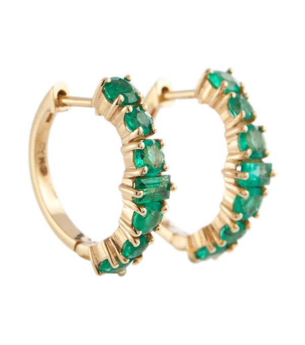 Rivulet 18kt gold hoop earrings with emeralds