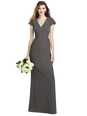 Special Order Cap Sleeve A-line Crepe Gown with Pockets
