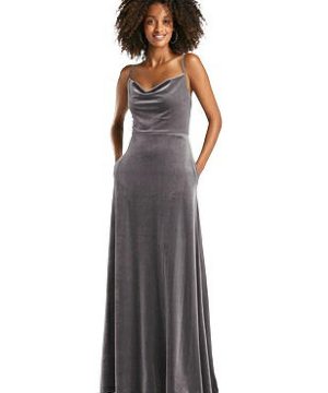 Special Order Cowl-Neck Velvet Maxi Dress with Pockets