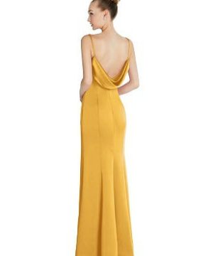 Special Order Draped Cowl-Back Princess Line Dress with Front Slit