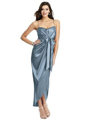 Special Order Faux Wrap Midi Dress with Draped Tulip Skirt