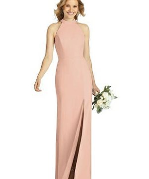 Special Order High-Neck Cutout Halter Trumpet Gown