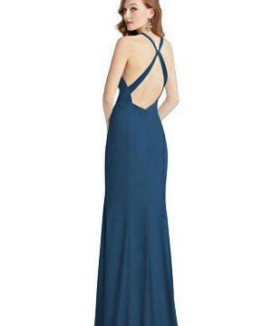 Special Order High-Neck Halter Dress with Twist Criss Cross Back