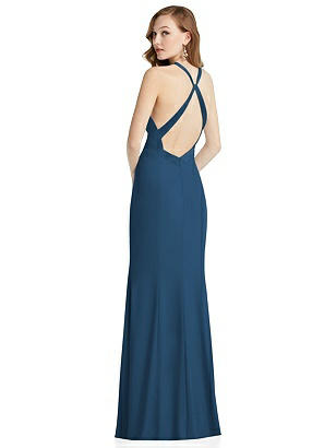 Special Order High-Neck Halter Dress with Twist Criss Cross Back