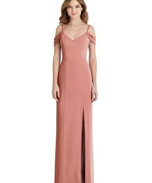 Special Order Off-the-Shoulder Chiffon Trumpet Gown with Front Slit