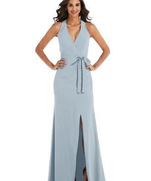 Special Order Open-Back Halter Maxi Dress with Draped Bow