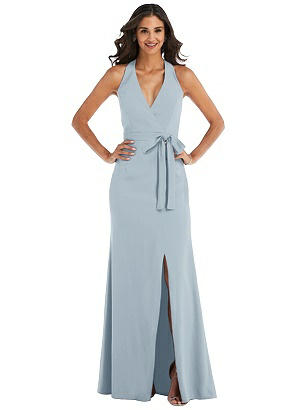 Special Order Open-Back Halter Maxi Dress with Draped Bow