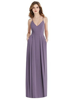 Special Order Pleated Skirt Crepe Maxi Dress with Pockets