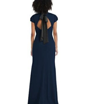 Special Order Puff Cap Sleeve Cutout Tie-Back Trumpet Gown