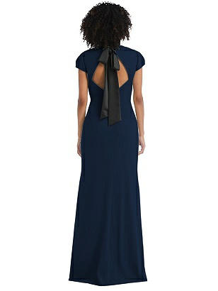 Special Order Puff Cap Sleeve Cutout Tie-Back Trumpet Gown