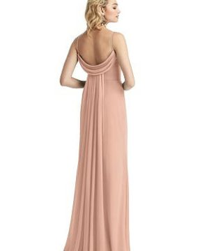 Special Order Shirred Sash Cowl-Back Chiffon Trumpet Gown