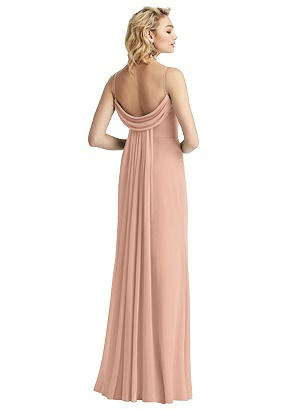 Special Order Shirred Sash Cowl-Back Chiffon Trumpet Gown
