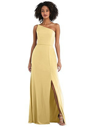 Special Order Skinny One-Shoulder Trumpet Gown with Front Slit