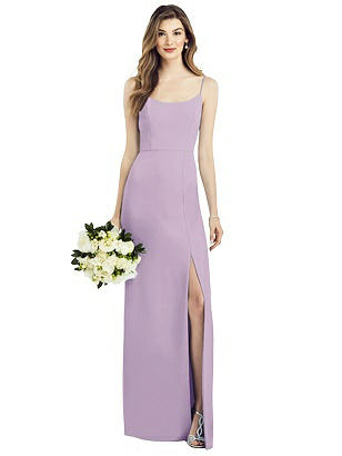 Special Order Spaghetti Strap V-Back Crepe Gown with Front Slit