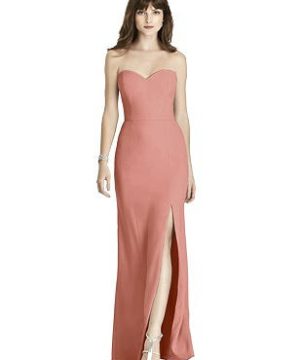 Special Order Strapless Crepe Trumpet Gown with Front Slit