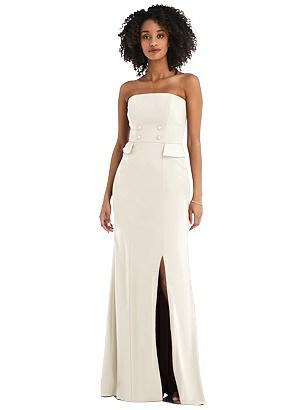 Special Order Strapless Tuxedo Maxi Dress with Front Slit