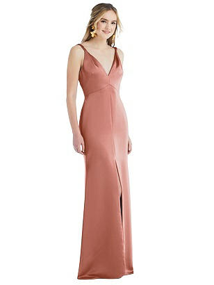 Special Order Twist Strap Maxi Slip Dress with Front Slit - Neve