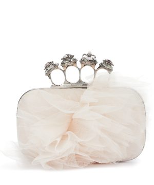 Spider four ring silk tulle clutch