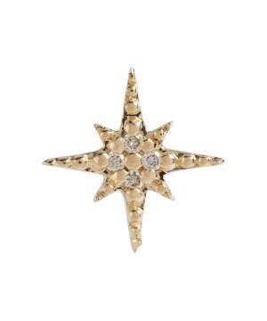 Starbust 14kt yellow gold stud earring with diamonds