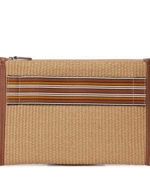 The Suitcase Stripe raffia pouch