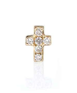 Tiny Cross 14kt gold and diamonds earring