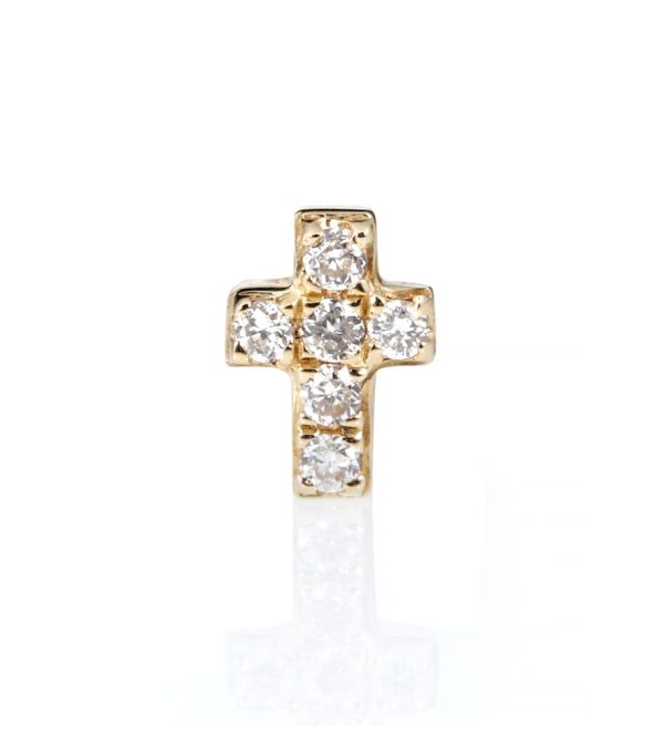 Tiny Cross 14kt gold and diamonds earring