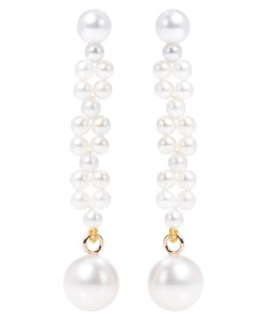 Tressé 14kt gold earrings with pearls