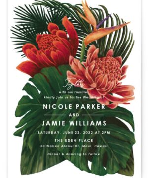 Tropical Bouquet Wedding Invitations