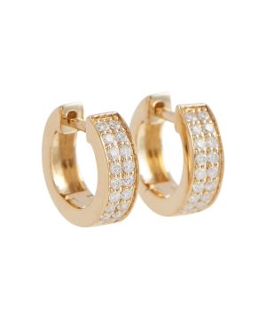 Two Row 14kt gold huggie earrings with diamonds
